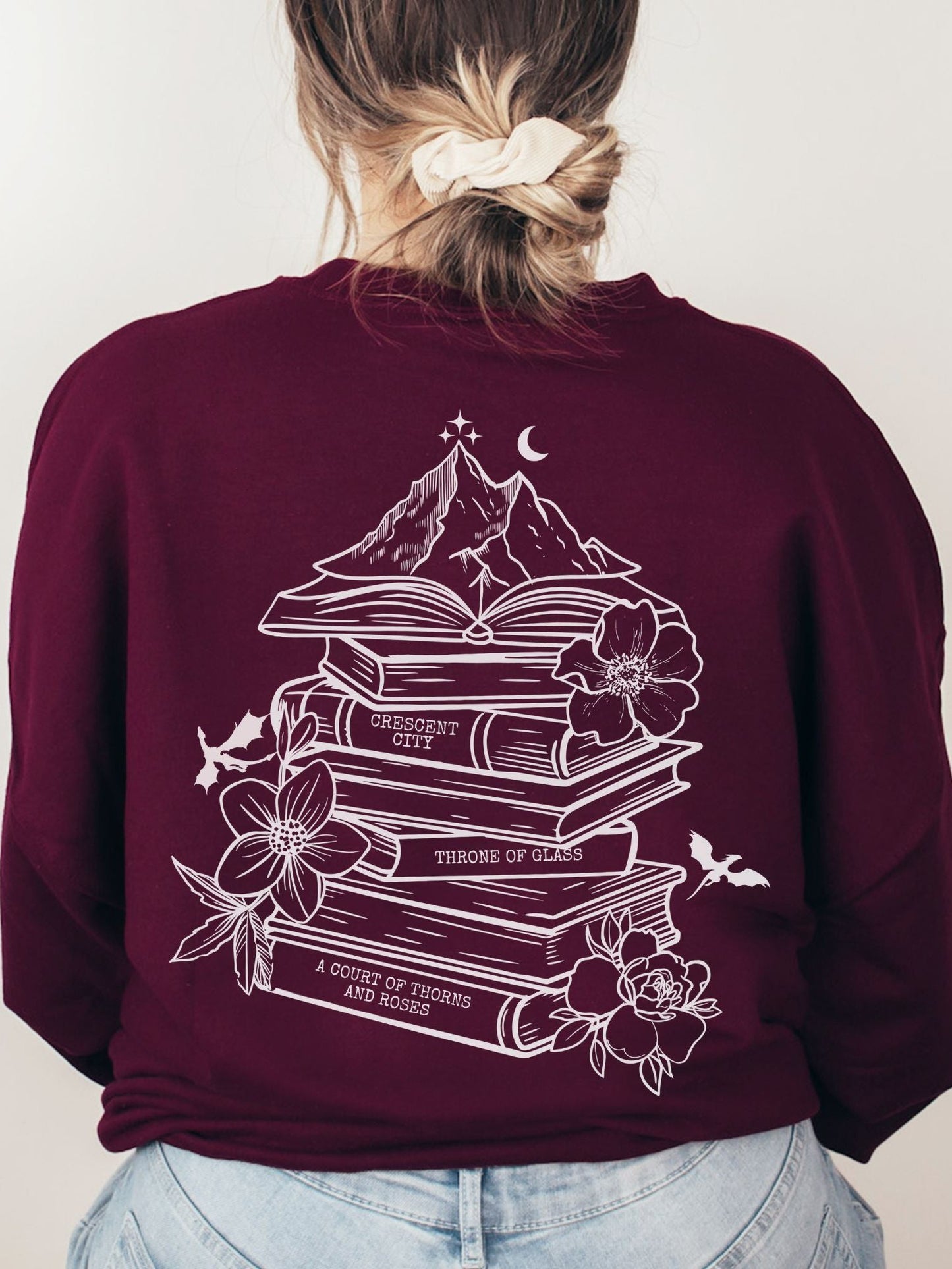 Sarah J Maas Book Stack Sweatshirt | ACOTAR Merch - TheLibraryCloset