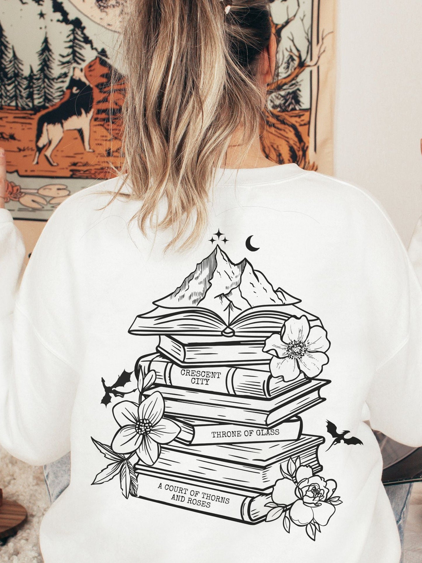 Sarah J Maas Book Stack Sweatshirt | ACOTAR Merch - TheLibraryCloset