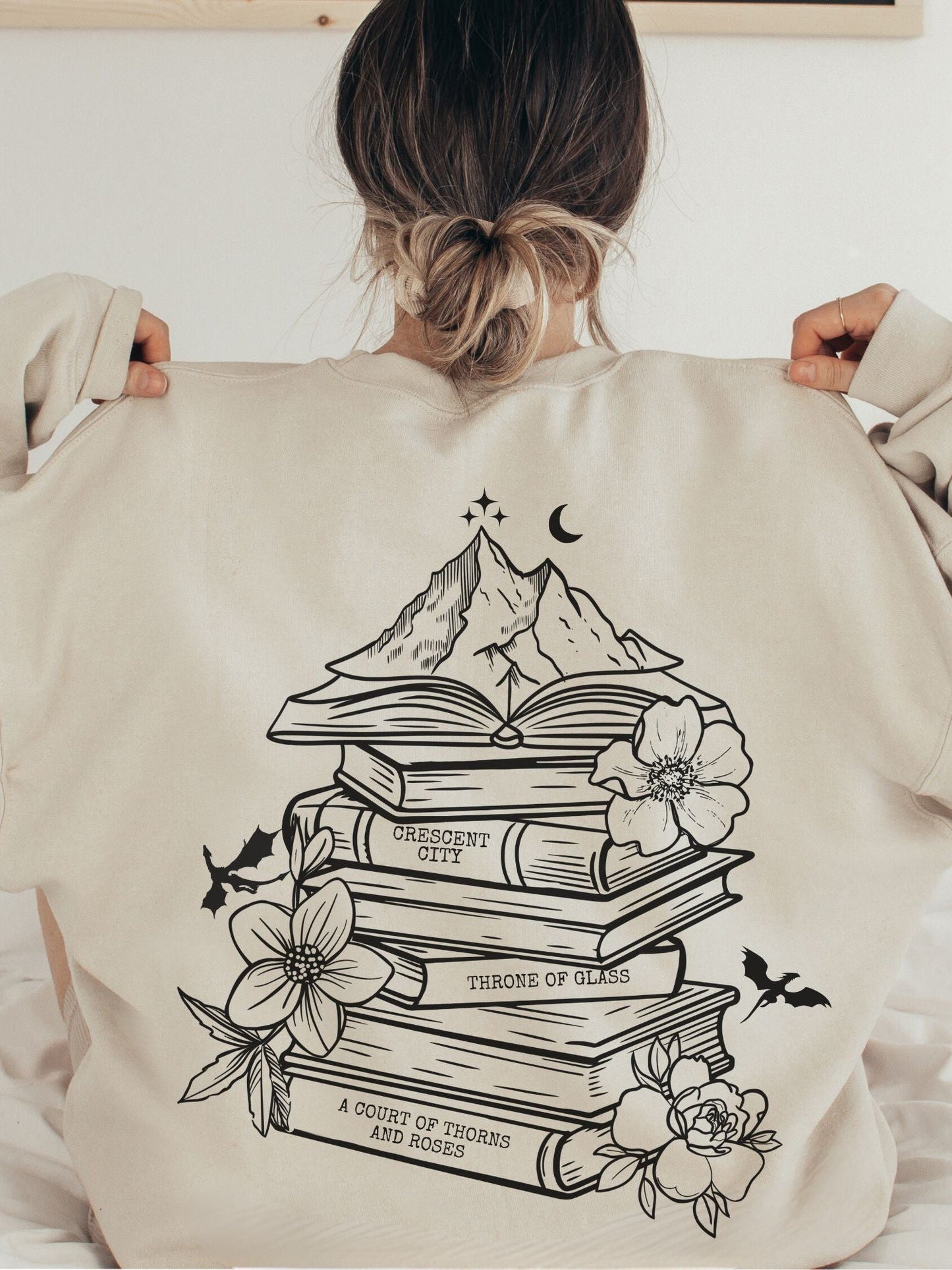 Sarah J Maas Book Stack Sweatshirt | ACOTAR Merch - TheLibraryCloset