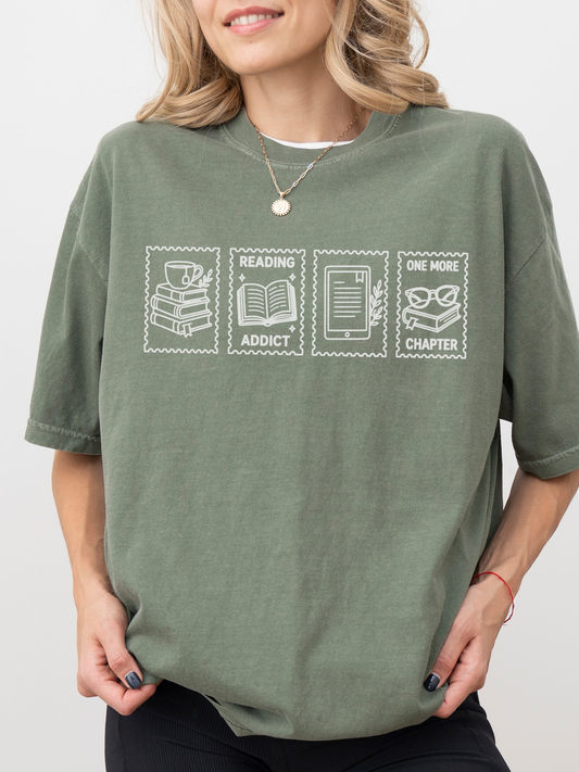Book Lover Stamps Comfort Colors Shirt | Bookish Gift for Her