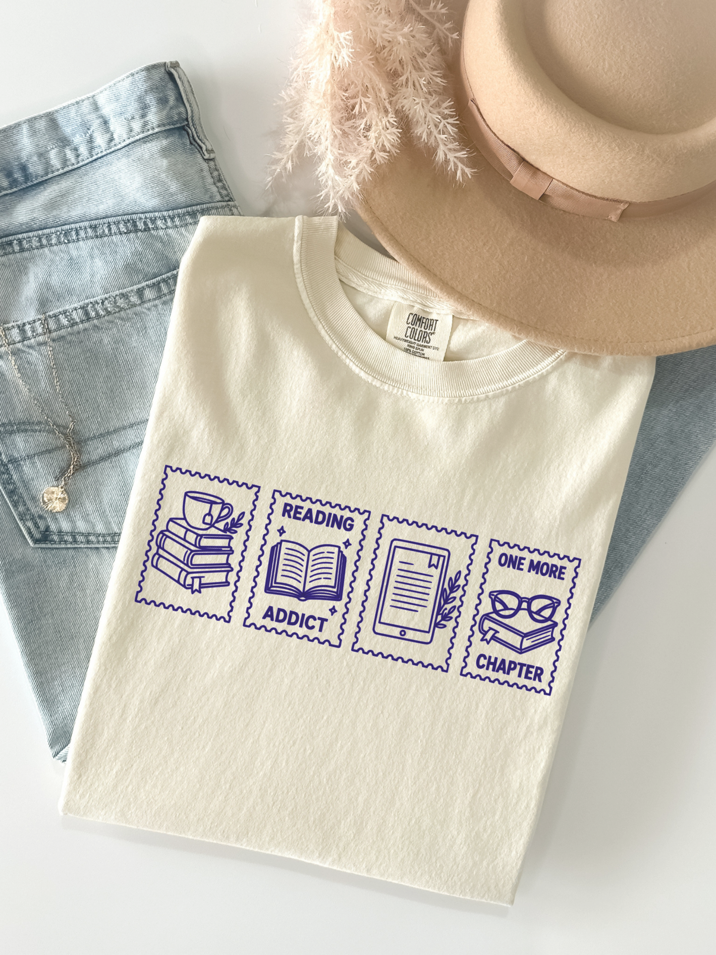 Book Lover Stamps Comfort Colors Shirt | Bookish Gift for Her