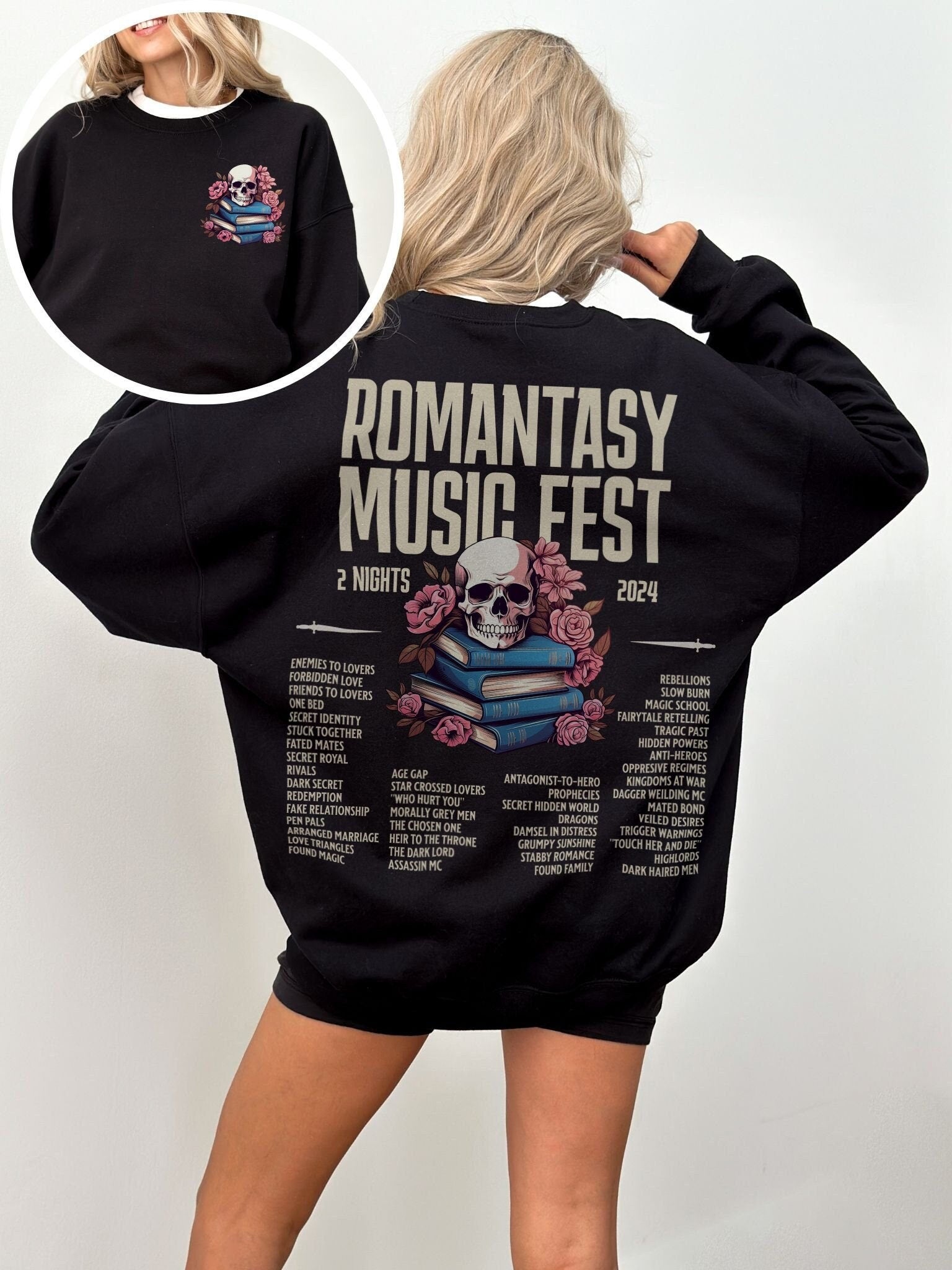 ミュージシャン FANTASTICS 6th ANNIVERSARY SWEAT/NAVY Romantasy Music Fest Sweatshirt | Book Trope Pullover