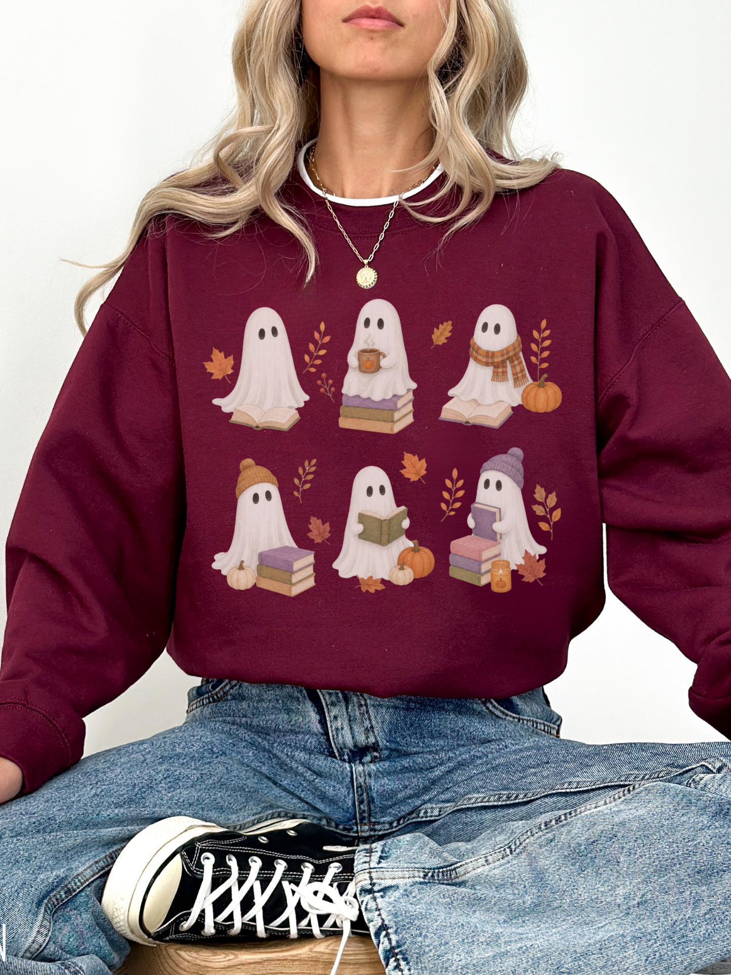 Watercolor Ghosts Sweatshirt | Spooky Gift for Halloween Lovers