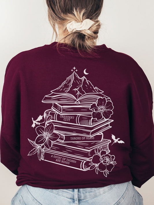 Sarah J Maas Book Stack Sweatshirt | ACOTAR Merch - TheLibraryCloset