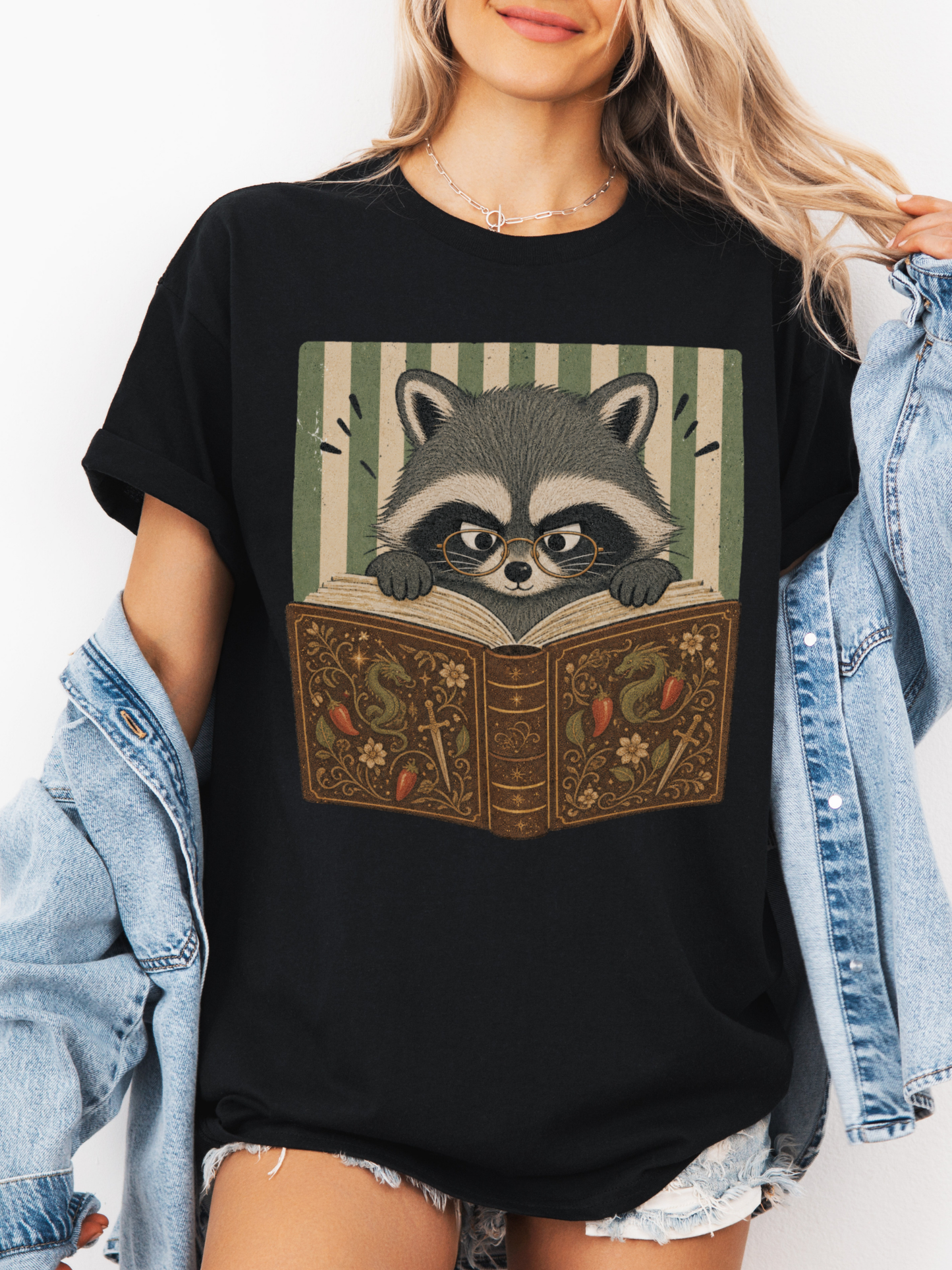 Raccoon Reading Comfort Colors Shirt | Funny Book Lover Gift