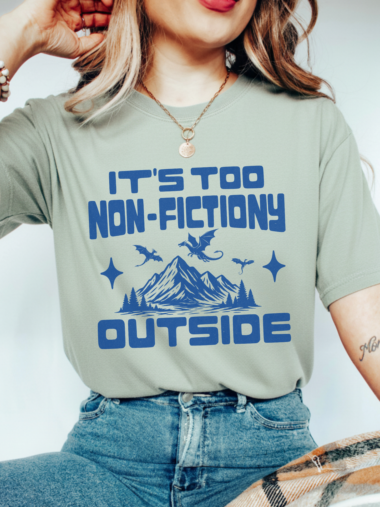 It's Too Non-Fictiony Outside Shirt | Funny Book Lover Gift