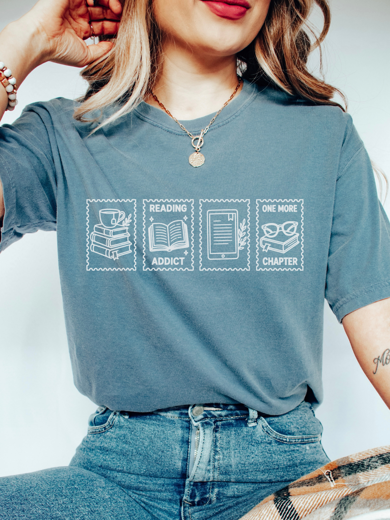 Book Lover Stamps Comfort Colors Shirt | Bookish Gift for Her