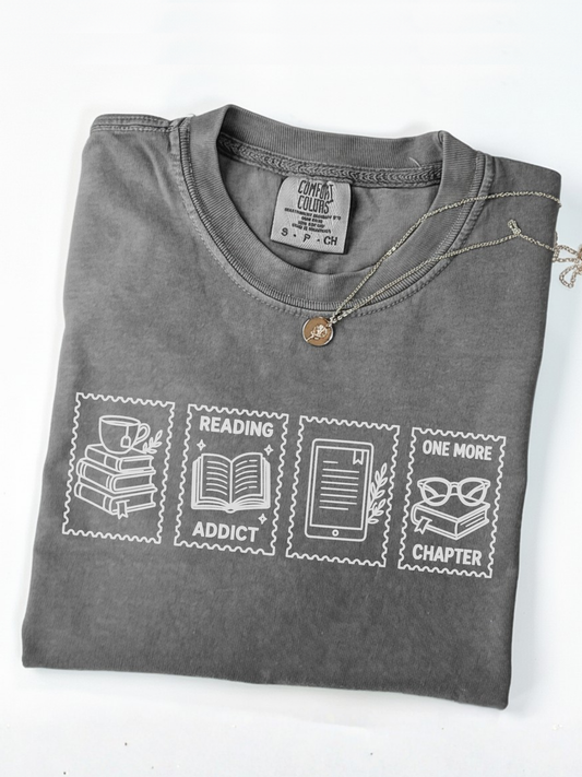 Book Lover Stamps Comfort Colors Shirt | Bookish Gift for Her