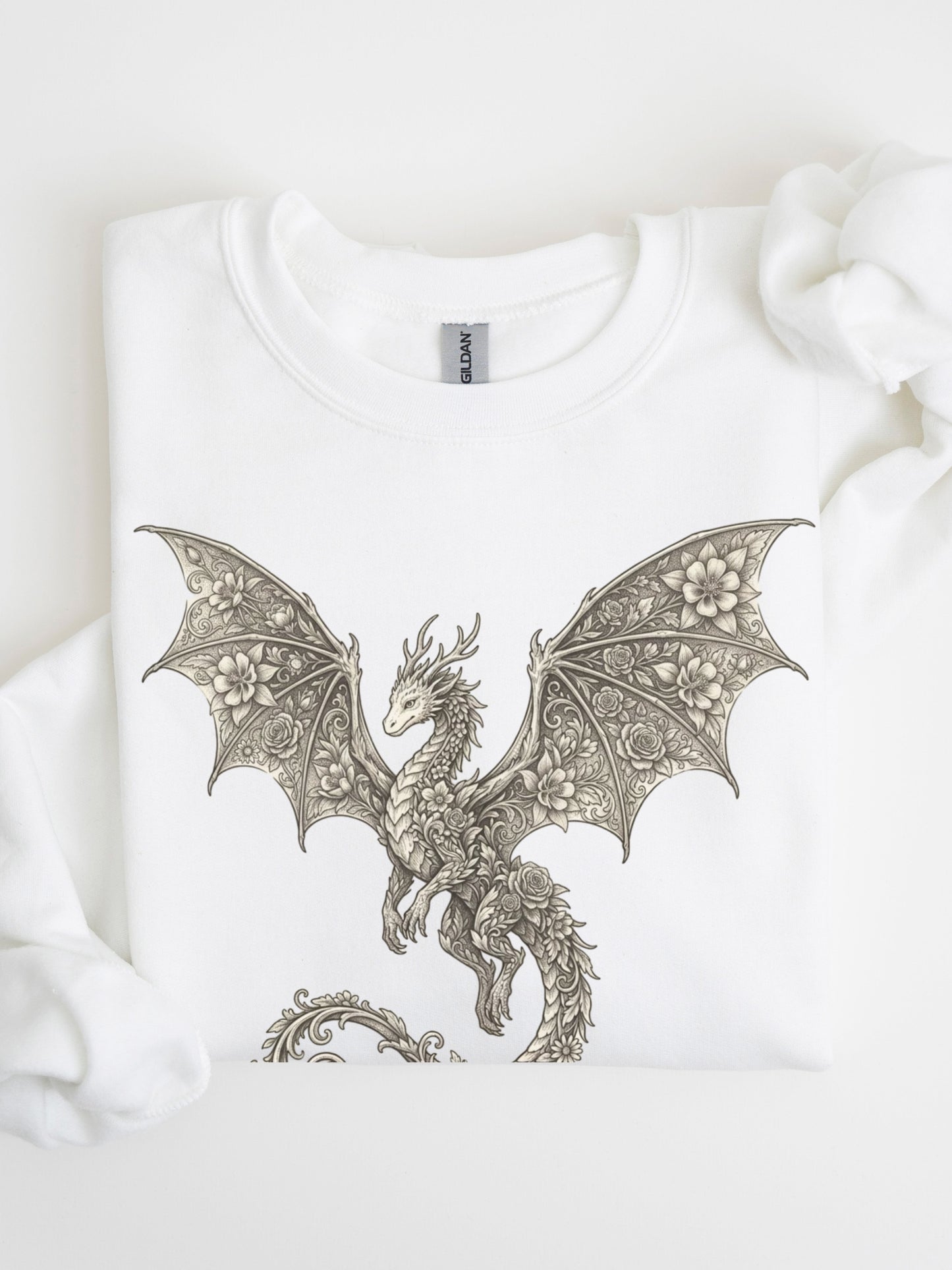 Floral Dragon Sweatshirt | Mystical Fantasy Gift for Her