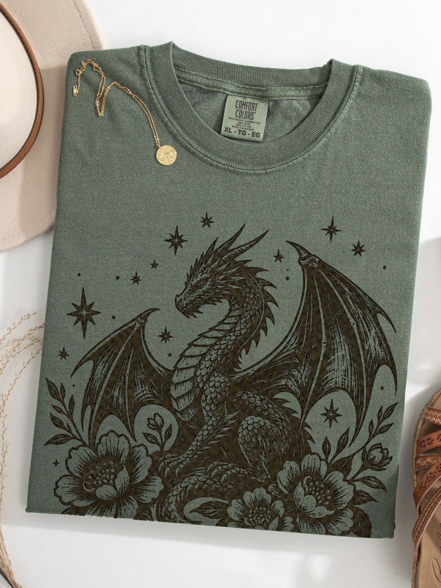 Floral Dragon Print Shirt | Unique Dragon Gift for Her