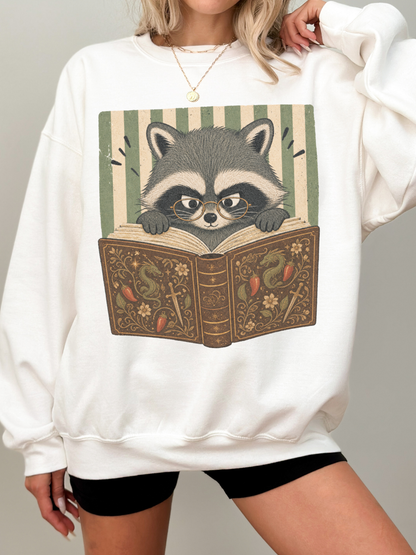Raccoon Reading Sweatshirt | Funny Book Lover Gift