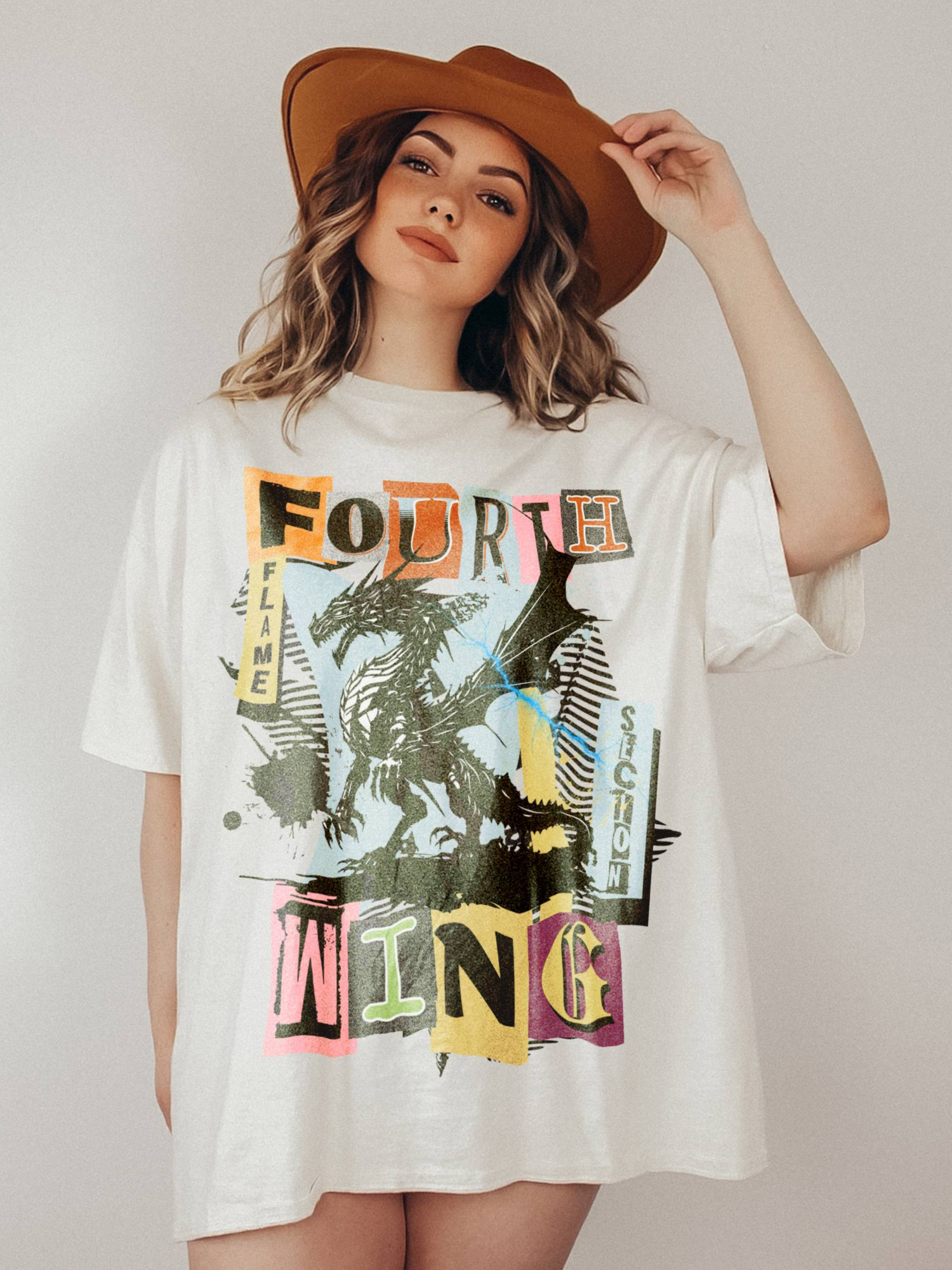 T-Shirt Fourth Wing Knight Graphique Vintage - Coton Oversize Col Rond Homme XS-3XL