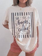 Books & Coffee Comfort Colors Shirt | Gift for Book Lovers