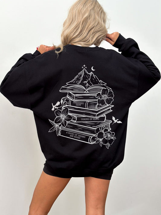 Sarah J Maas Book Stack Sweatshirt | ACOTAR Merch - TheLibraryCloset