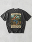 Pepper t-shirt with graphic and text 'a book a day keeps the mental breakdown away' on a textured gray background