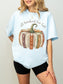 All Booked for Fall bookish pumpkin Comfort Colors shirt in chambray featuring vintage books and cozy fall reading design