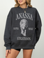dark grey heather sweatshirt with Anassa Alpha Wolf Strategos wolf illustration inspired by fantasy romance books