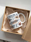 White book lover mug in gift box with romantic book quotes and fantasy themed illustrations perfect reader anniversary or Valentine gift