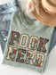 Bay Comfort Colors shirt featuring a vintage floral Book Nerd design with book page details, colorful wildflowers and butterflies, bookish t shirt for readers and book lovers