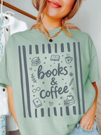 bay comfort colors books and coffee shirt with cute reading graphics coffee cup books stars and book lover aesthetic