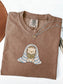 Espresso Comfort Colors shirt featuring a cute hedgehog reading a book while wrapped in a blue striped blanket, cozy reader shirt and cute bookish gift for book lovers