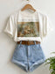 hanging white shirt with text that says "ill be in my office" with a vintage image of a cat reading in bed