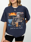 navy comfort colors funny raccoon reading shirt with just one more chapter quote iced coffee and fire scene graphic