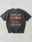 Flat lay of pepper Comfort Colors t shirt featuring opossum reading book with vintage rainbow stripes and book lover quote styled on neutral backdrop