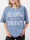 blue jean comfort colors reading is cheaper than therapy shirt with bold typography graphic for readers and bookworms